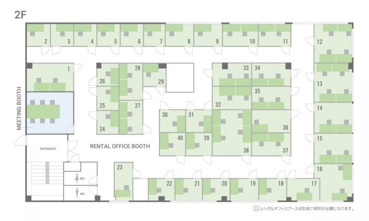 板橋西台オフィスの2Fのフロアマップ