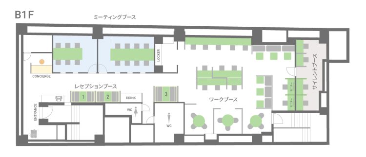 BIZcomfort横浜元町の本館 B1Fのフロアマップ